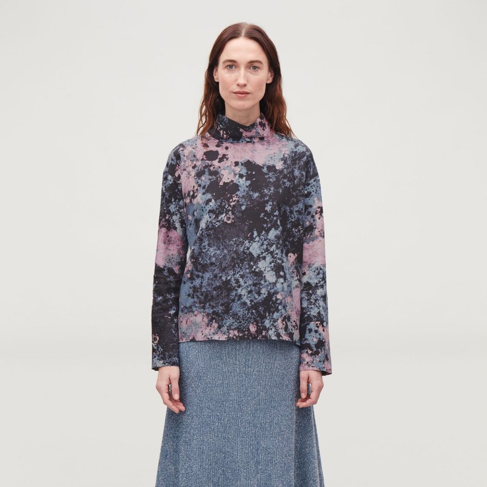 COS ABSTRACT PRINT HIGH NECK TOP BLOUSE
